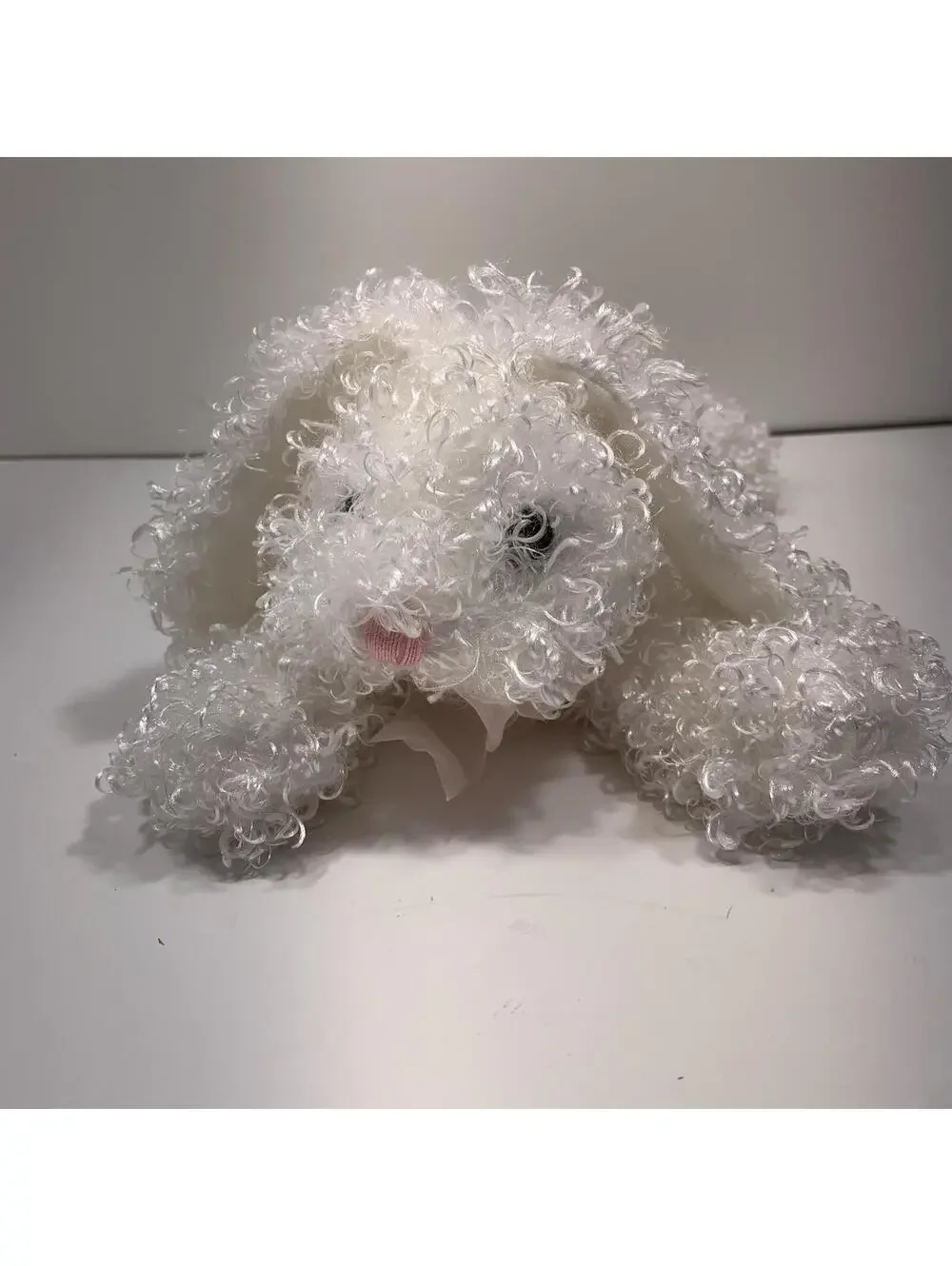 White Curly Plush Dog Puppy Stuffed Animal Soft Toy